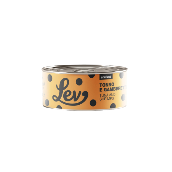 Lev Cat Adult Umido Complementare 140 gr - tonno e gamberetti - Confezione da 6 pezzi - Cibo umido per gatti - 10% sconto su LEV CAT con codice: NCBLACK