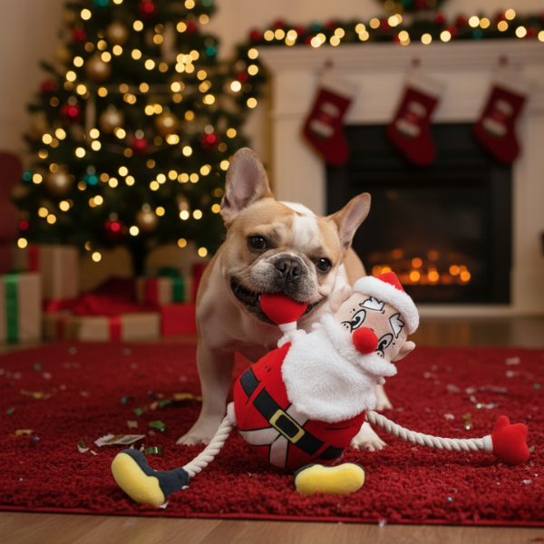 Gioco per cani con corda e squeaker Xmas Eco Claus Croci