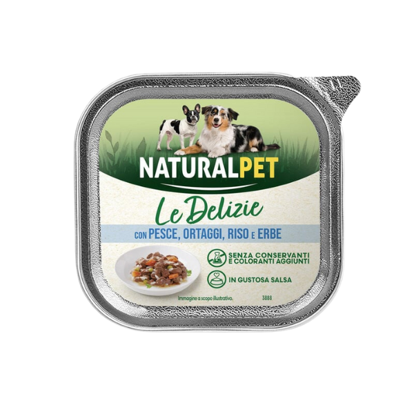 NaturalPet Le Delizie Paté in salsa Dog Adult All Breeds 150 gr - Pesce, ortaggi, riso ed erbe- Sped. gratis da 29€