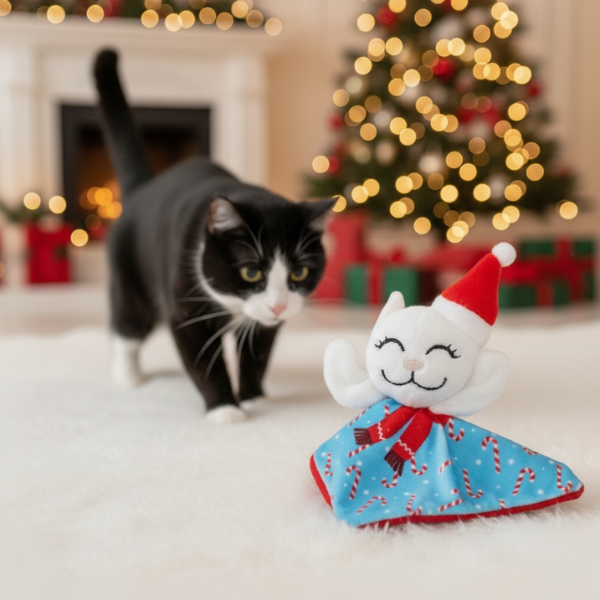Gioco per gatti in peluche con erba gatta Crackles Santa Kitty Kong