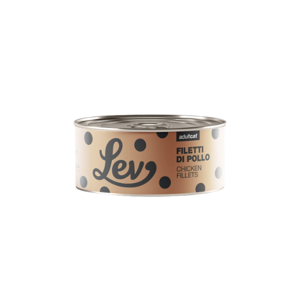 Lev Cat Adult Umido Complementare 140 gr - filetti di pollo - Confezione da 6 pezzi - Cibo umido per gatti - 10% sconto su LEV CAT con codice: NCBLACK