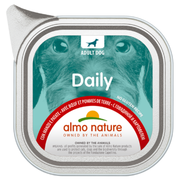 Image of Almo Nature Daily Menù Dog 100 gr - Manzo e Patate Confezione da 32 pezzi Cibo Umido per Cani