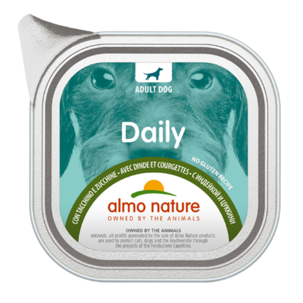 Image of Almo Nature Daily Menù Dog 100 gr - Tacchino e Zucchine Confezione da 32 pezzi Cibo Umido per Cani