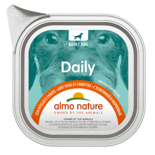 Image of Almo Nature Daily Menù Dog 100 gr - Vitello e Carote Confezione da 32 pezzi Cibo Umido per Cani