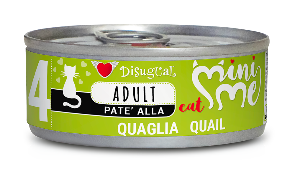 Image of Disugual Mini Me 85 gr - Quaglia Confezione da 12 pezzi Monoproteico crocchette cani Cibo umido per gatti