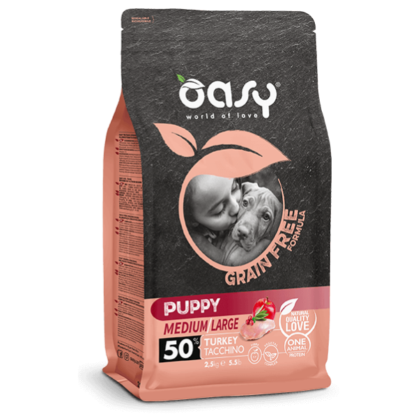 Cibo - Oasy Grain Free Puppy Medium Large Tacchino