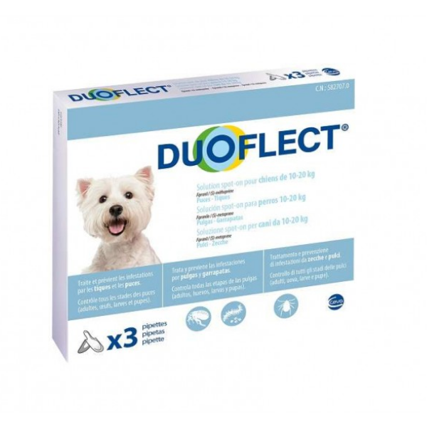 Image of Duoflect Antiparassitario Spot-on per cani e gatti: 3 pipette per cani 10-20 kg
