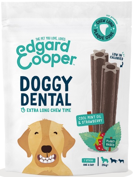 Edgard & Cooper Doggy Dental menta e fragola Grain Free - Dental Large alla Fragola e Menta - 255 gr