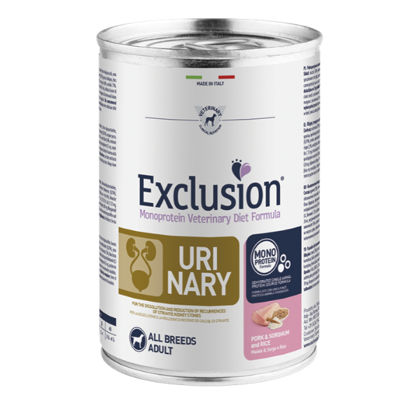 Image of Exclusion Diet Urinary All Breeds Maiale Sorgo e Riso - 400 gr Confezione da 6 pezzi Monoproteico crocchette cani Cibo Umido per Cani