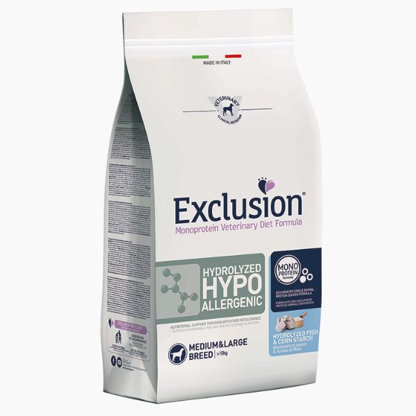 Image of Exclusion Diet Hydrolyzed Hypoallergenic Adult Medium/Large Pesce - 2 Kg Croccantini per cani Monoproteico crocchette cani
