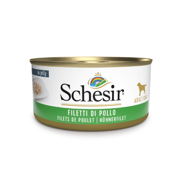 Image of Schesir Dog 150 gr - Filetti di Pollo Confezione da 6 pezzi Cibo Umido per Cani