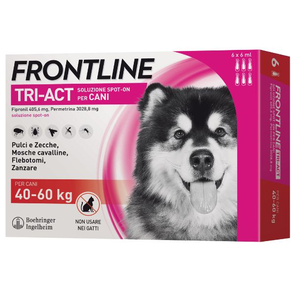 Frontline Tri-Act Spot-On per cani - 6 pipette per taglia gigante (40-60 Kg)