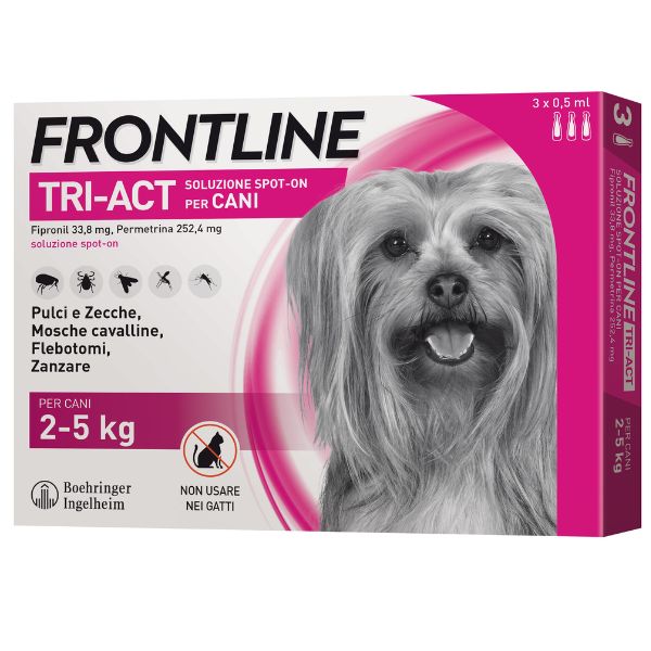 Frontline Tri-Act Spot-On per cani - 3 pipette per cani taglia mini (2-5 Kg)