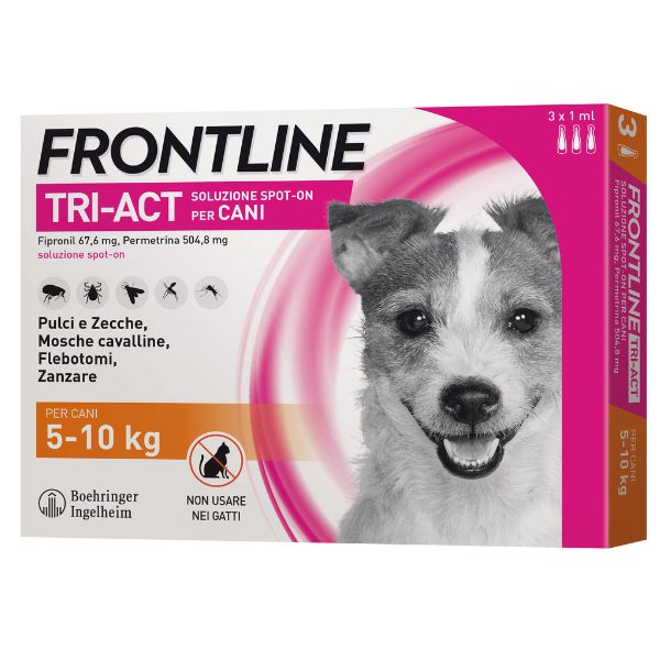 Image of Frontline Tri-Act Spot-On per cani - 3 pipette per taglia piccola (5-10 Kg)