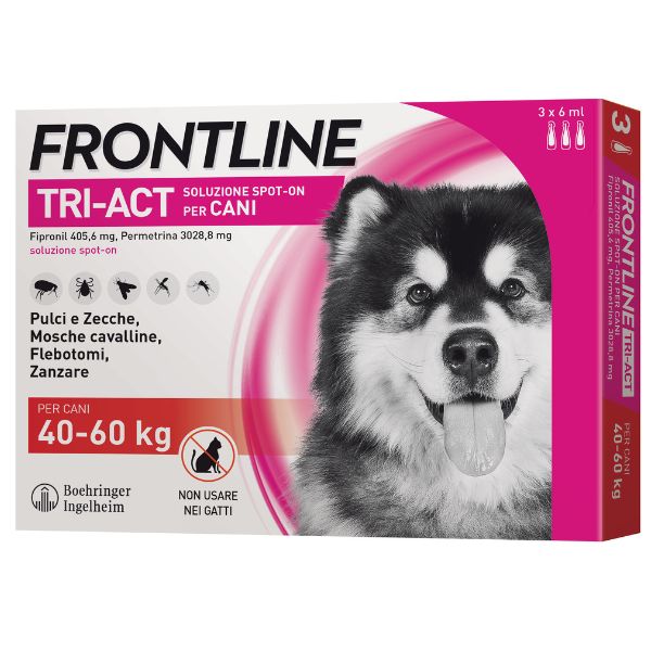 Frontline Tri-Act Spot-On per cani - 3 pipette per taglia gigante (40-60 Kg)