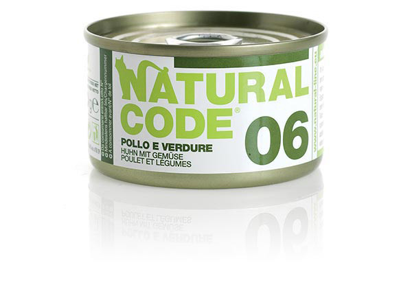Image of Natural Code acqua di cottura 85 gr - 06 - Pollo e Verdure Confezione da 24 pezzi Cibo umido per gatti