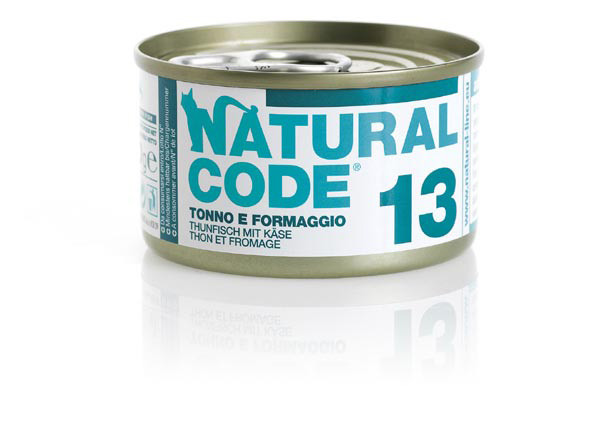 Image of Natural Code acqua di cottura 85 gr - 13 - Tonno e Formaggio Confezione da 24 pezzi Cibo umido per gatti