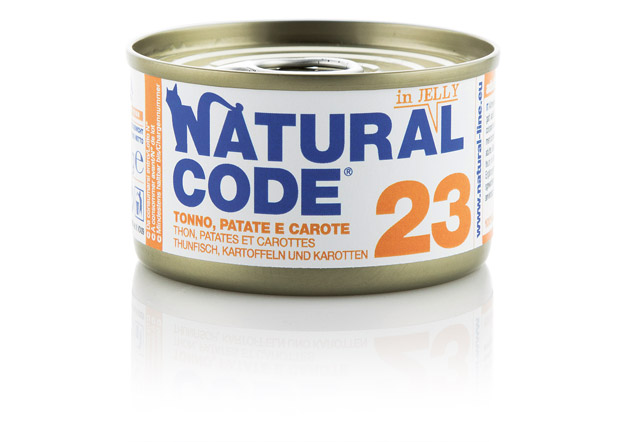 Image of Natural Code acqua di cottura in Jelly 85 gr - 23 - Tonno, Patate e Carote Confezione da 24 pezzi Cibo umido per gatti