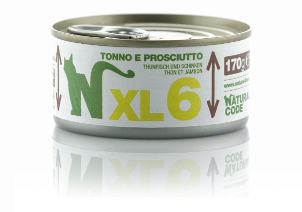 Image of Natural Code XL 170 gr - 06 - Tonno e Prosciutto Confezione da 24 pezzi Cibo umido per gatti