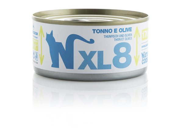 Image of Natural Code XL 170 gr - 08 - Tonno ed olive Confezione da 24 pezzi Cibo umido per gatti