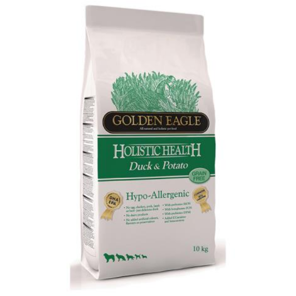 golden eagle hypoallergenic sensitive grain free anatra e patate - 10 kg croccantini per cani uomo