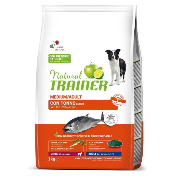 Image of Natural Trainer Adult Medium con Tonno e Riso - 3 kg Croccantini per cani