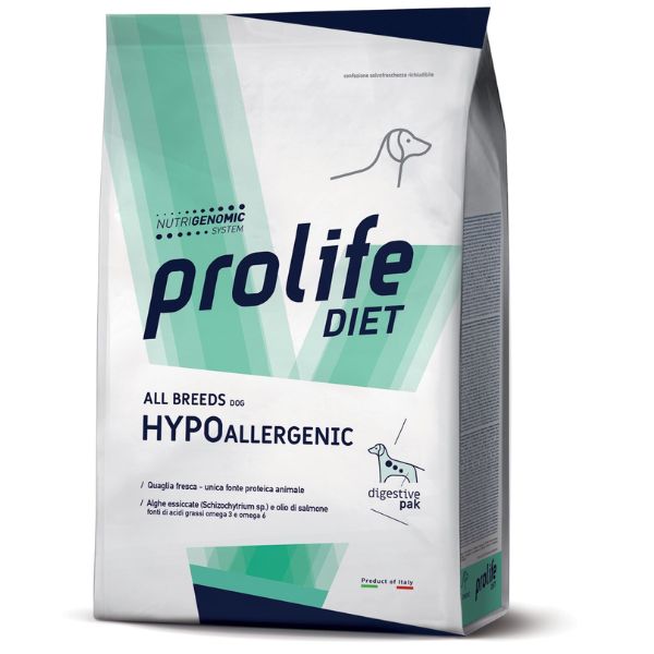 Image of Prolife Diet Veterinary Formula Hypoallergenic All Breeds Quaglia - 8 kg Dieta Veterinaria per Cani