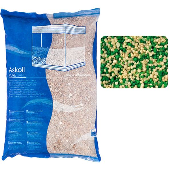 Image of Pure Sand Sabbia decorativa naturale per Acquari Askoll - modello Goblin Mix bianco e verde - granulometria 0,7/1,2 mm - sacco da 4 kg