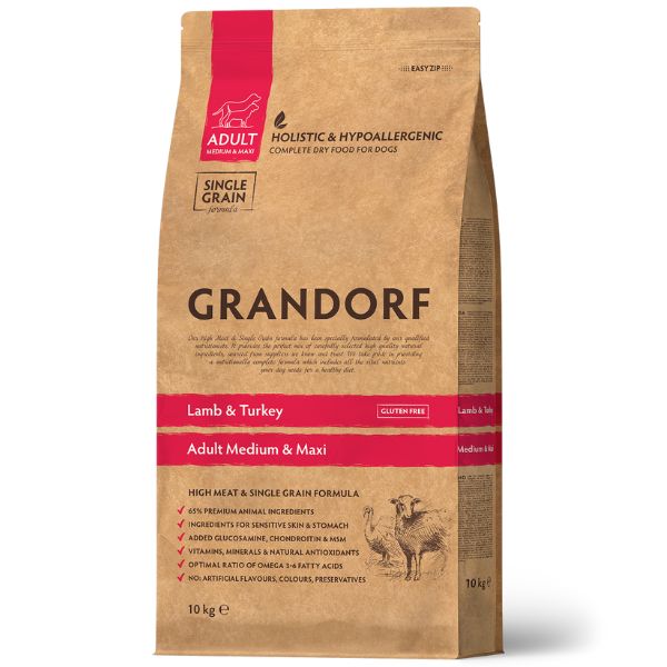 Grandorf Dog Adult Medium/Maxi Hypoallergenic Agnello e Tacchino - 10 Kg