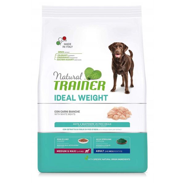Image of Natural Trainer Ideal Weight Adult Medium/Maxi con Carni Bianche - 3 kg Croccantini per cani
