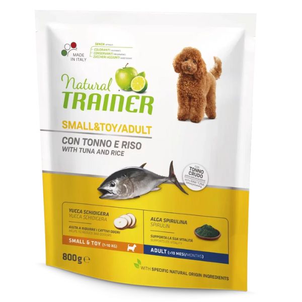Image of Natural Trainer Adult Small e Toy con Tonno e Riso - 800 gr Croccantini per cani