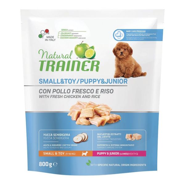 Image of Natural Trainer Puppy/Junior Small e Toy con Pollo fresco - 800 gr Croccantini per cani