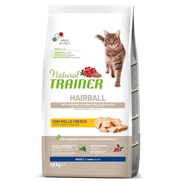 Image of Natural Trainer Hairball Adult con Pollo Fresco - 1,5 kg Croccantini per gatti