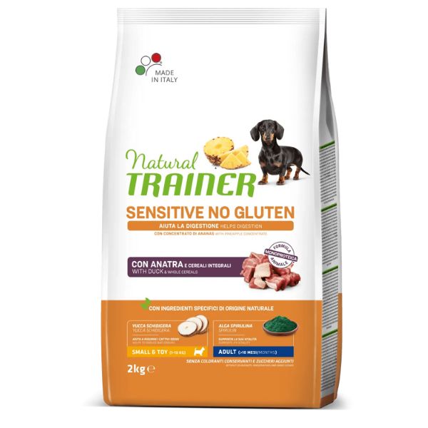 Image of Natural Trainer Sensitive No Gluten Mini Adult con anatra - 2 Kg Croccantini per cani