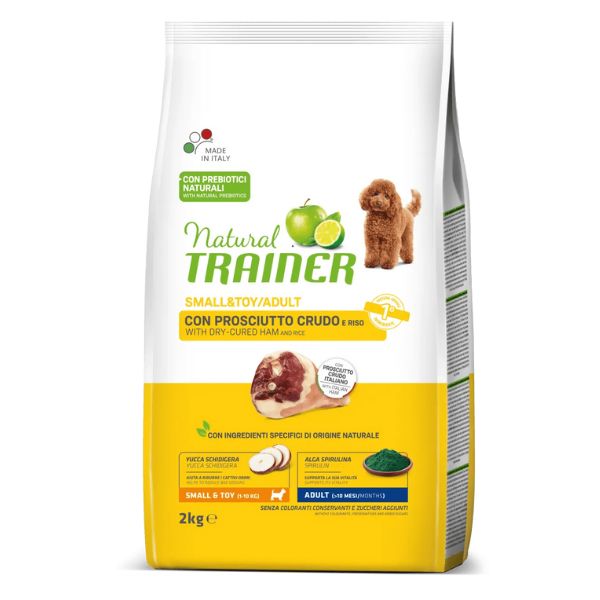 Image of Natural Trainer Small e Toy con Prosciutto Crudo e Riso - 2 kg Croccantini per cani