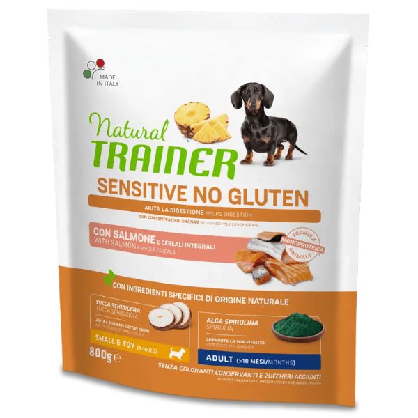 Image of Natural Trainer Sensitive No Gluten Small e Toy Adult con Salmone - 800 gr Croccantini per cani
