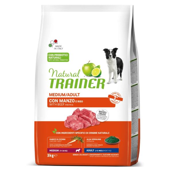 Image of Natural Trainer Medium Adult con Manzo - 3 Kg Croccantini per cani