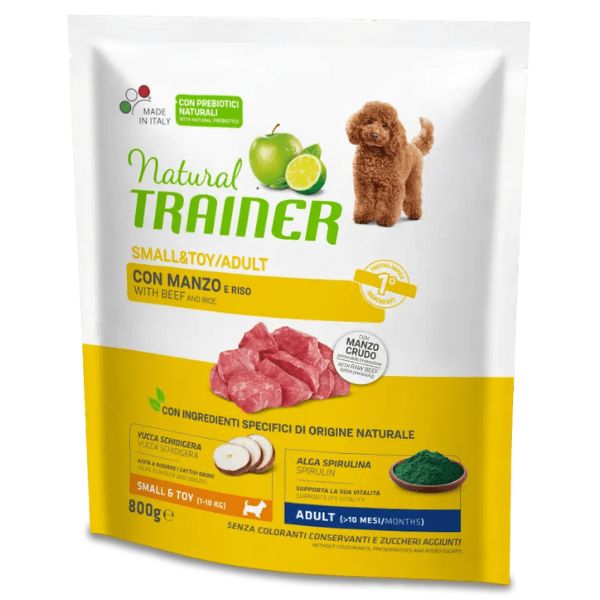 Image of Natural Trainer Adult Mini con Manzo e Riso - 800 gr Croccantini per cani