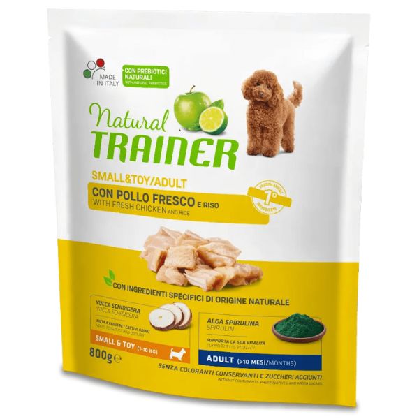 Image of Natural Trainer Adult Mini con Pollo e Riso - 800 gr Croccantini per cani