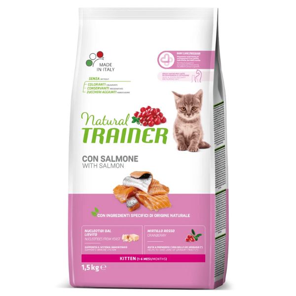 Image of Natural Trainer Kitten con Salmone - 1,5 kg Croccantini per gatti