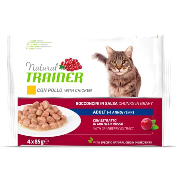 Image of Natural Trainer Flowpack Adult (4x85 gr) - Pollo Cibo umido per gatti