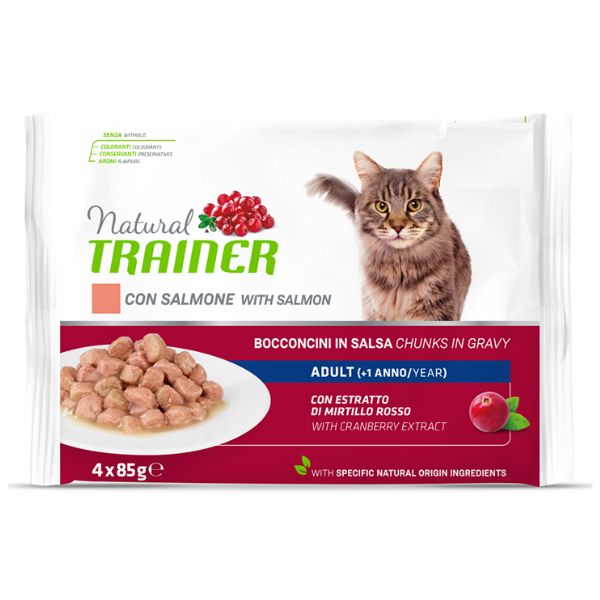 Image of Natural Trainer Flowpack Adult (4x85 gr) - Salmone Cibo umido per gatti