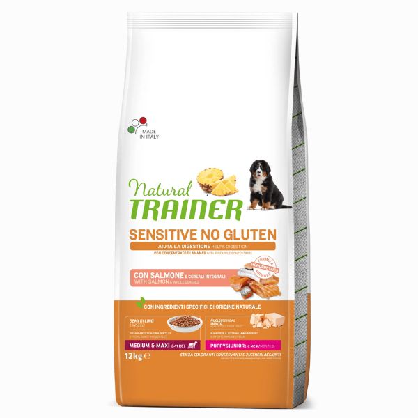 Cibo - Natural Trainer Sensitive No Gluten Medium/Maxi Puppy e Junior con Salmone
