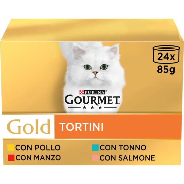Image of Purina Gourmet Gold Tortini Umido Gatto Multipack 24x85g - 24 x 85 gr Cibo umido per gatti