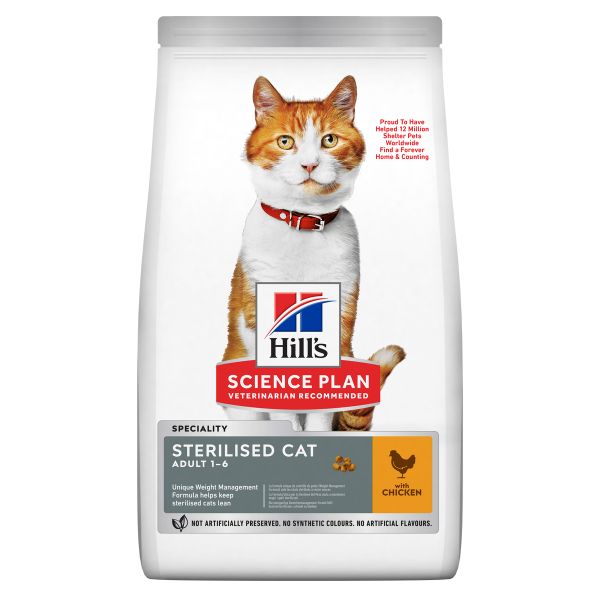 Image of Hill's Science Plan Adult Sterilised Cat Alimento per Gatti al Pollo - 1,5 kg Croccantini per gatti