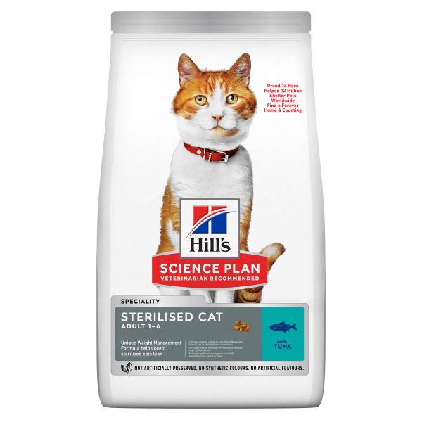 Image of Hill's Science Plan Adult Sterilised Cat Alimento per Gatti con Tonno - 1,5 kg Croccantini per gatti