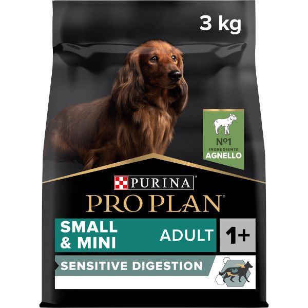 Image of Purina Pro Plan Sensitive Digestion Small e Mini Adult Crocchette Cane Agnello - 3 kg Croccantini per cani