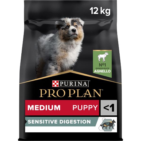 Image of Purina Pro Plan Sensitive Digestion Medium Puppy Crocchette Cane Agnello - 12 kg Croccantini per cani