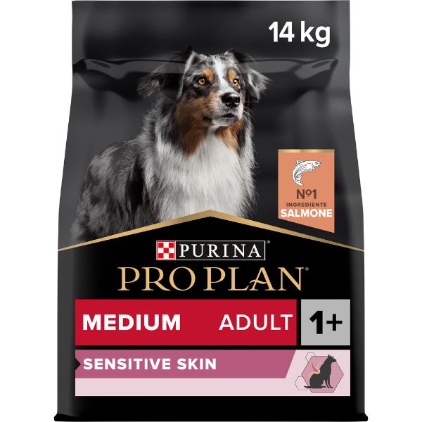 Image of Purina Pro Plan Sensitive Skin Medium Adult Crocchette per Cane Salmone - 14 kg 9001683