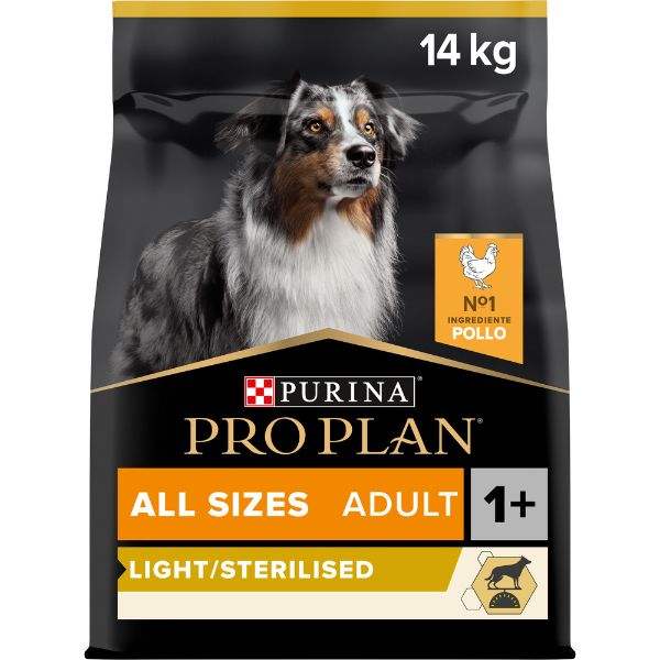 Image of Purina Pro Plan Light Sterilised All Size Adult Crocchette Cane Pollo - 14 kg Croccantini per cani